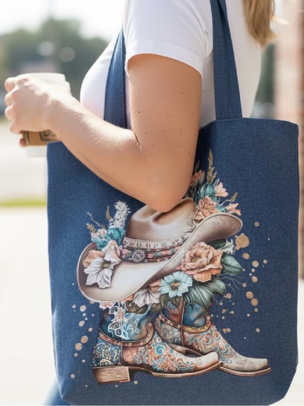 Denim Cowboy Tote Bag